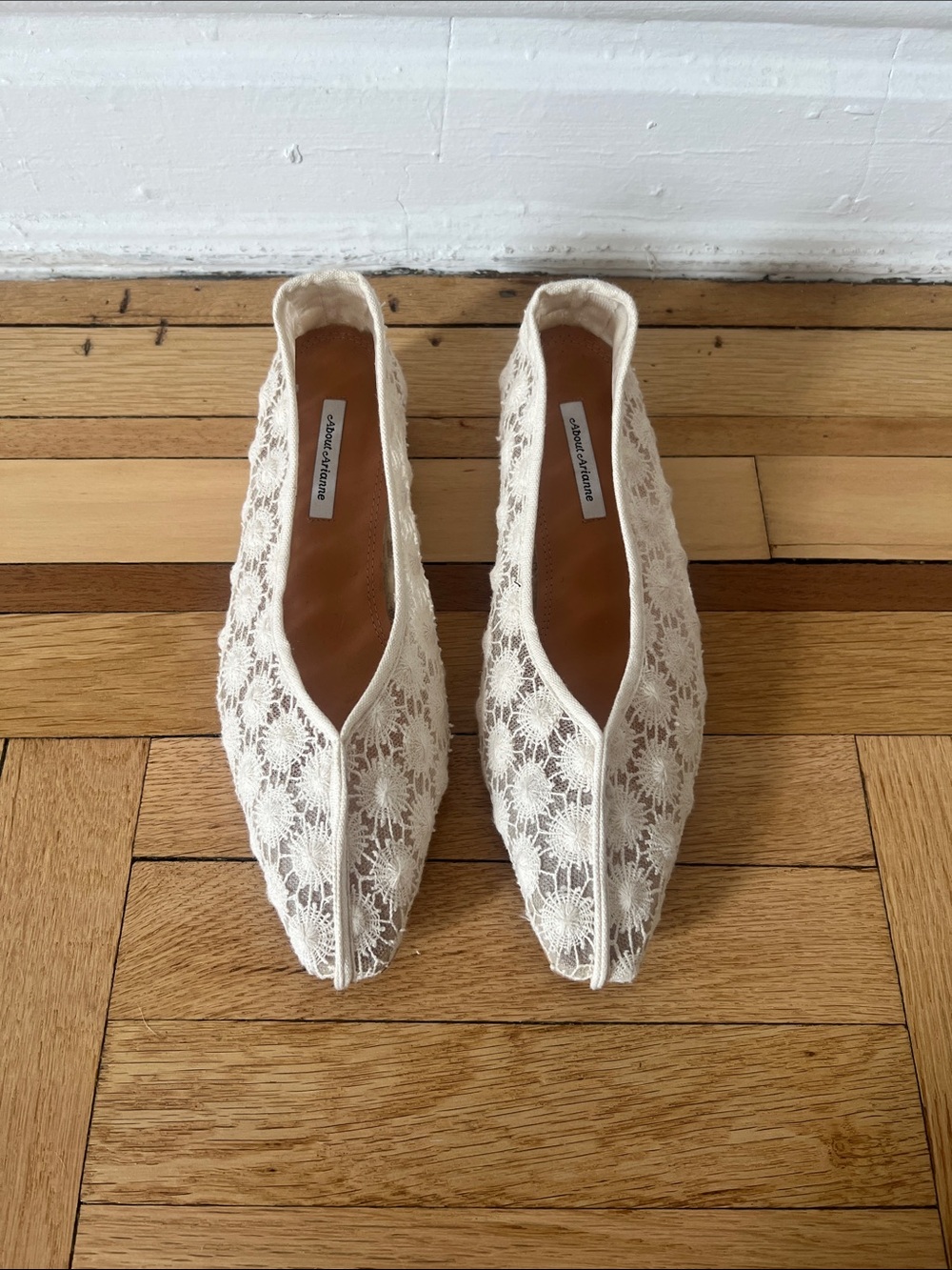 About Arianne Ivory Lace Pointed Toe Flats